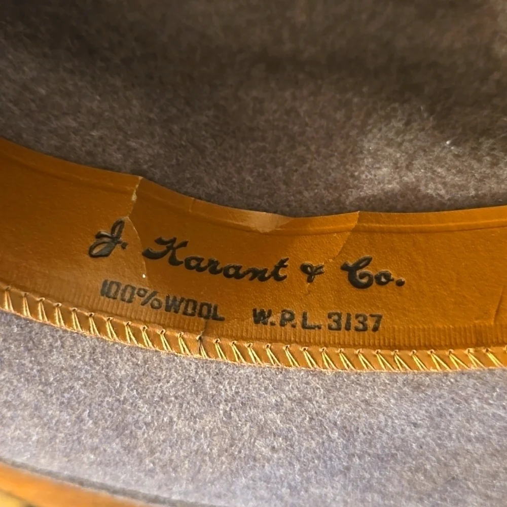 J. Karant Mens Brown Neutral Wool Fedora Dress Hat Vintage Sz.6 7/8